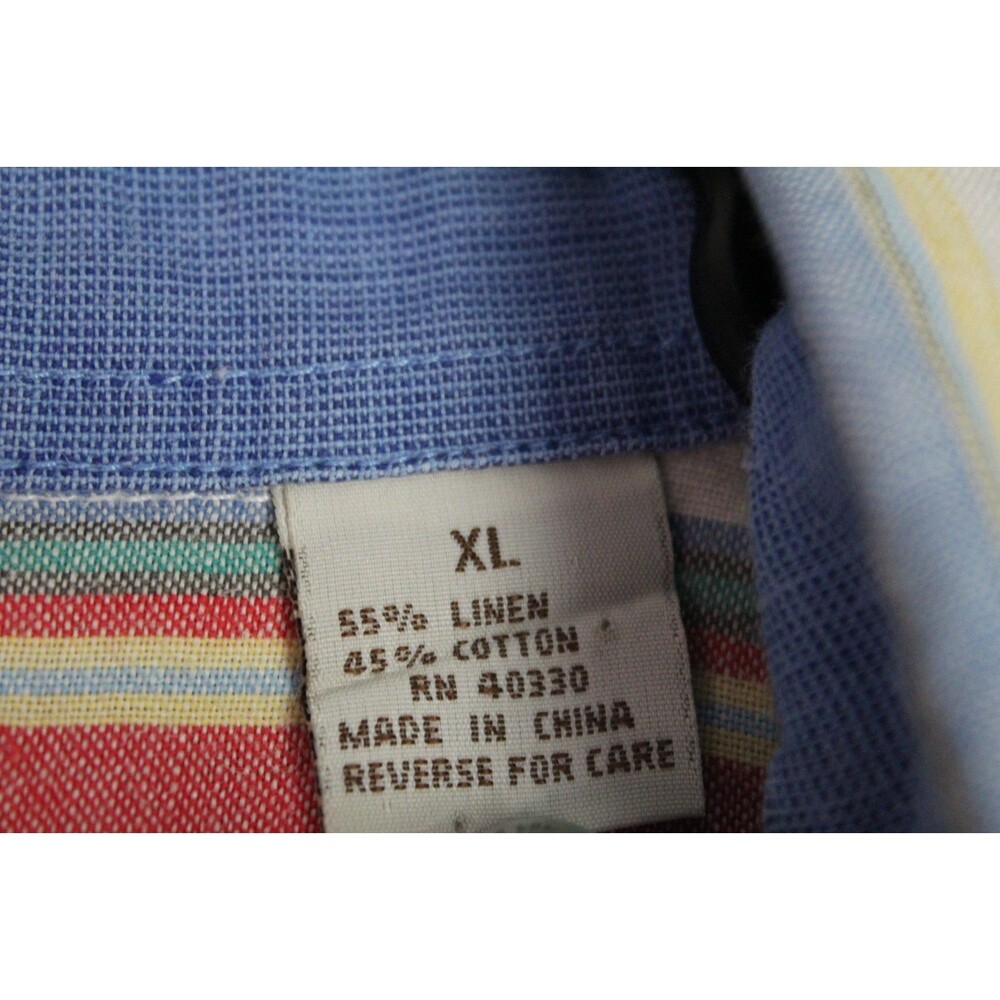 M.E. Sport Mens XL Short-sleeve Button-up Vertical Striped Shirt - Picture 5 of 14